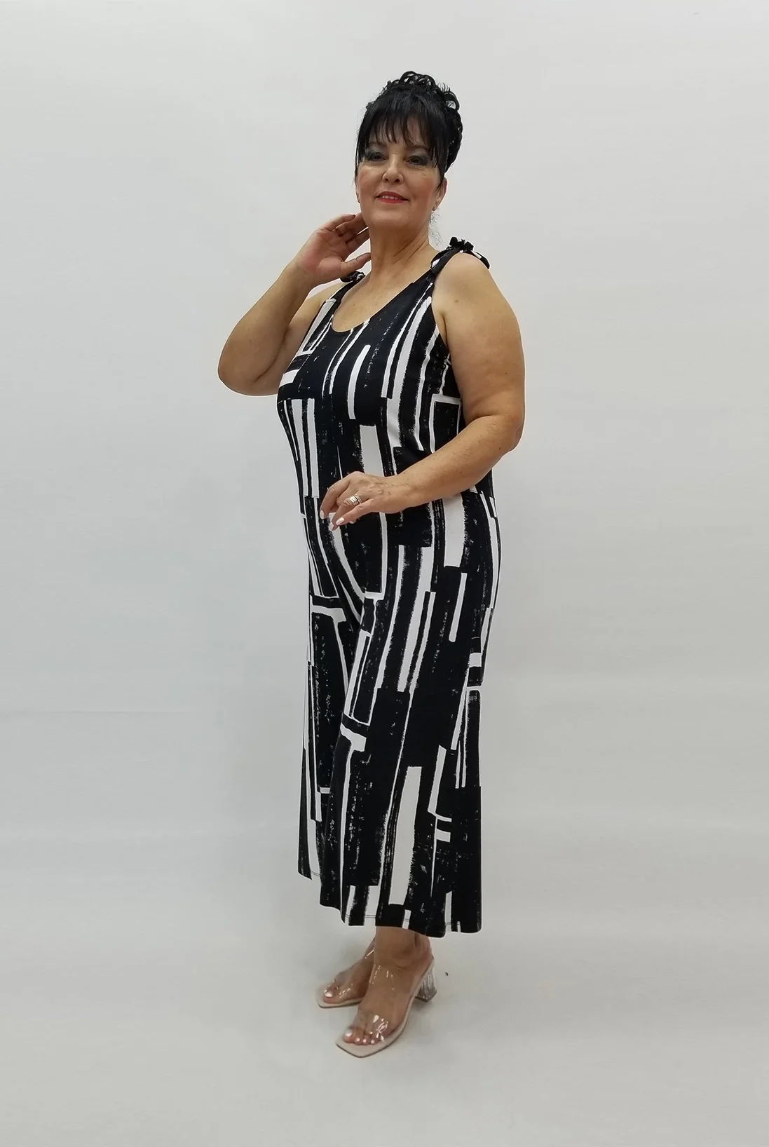 Miraggio Büyük Beden Tulum 98984 SİYAH/BEYAZ