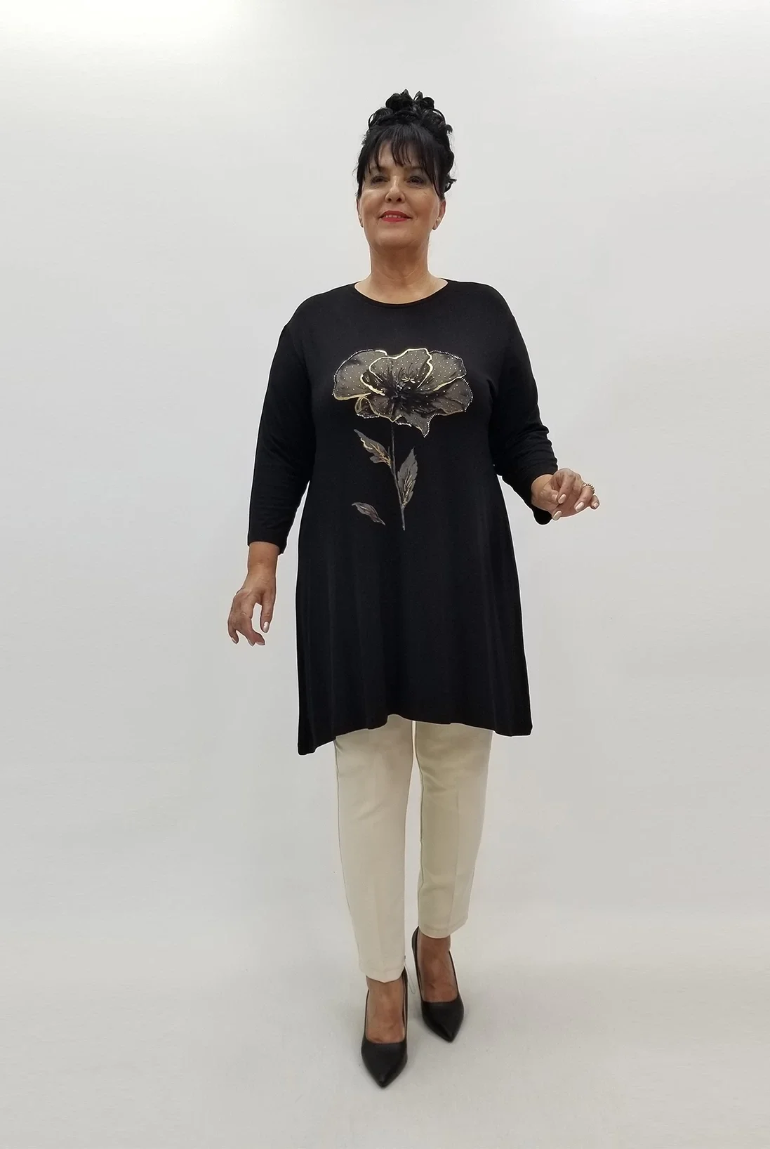 Miraggio Büyük Beden Tunik 99729 SİY-GOLD