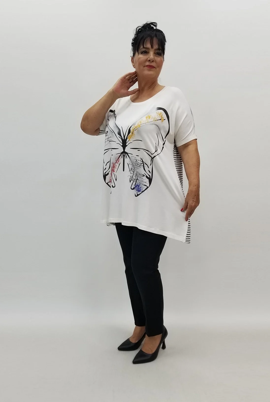 Miraggio Büyük Beden Tunik 99876 BEYAZ/GRİ