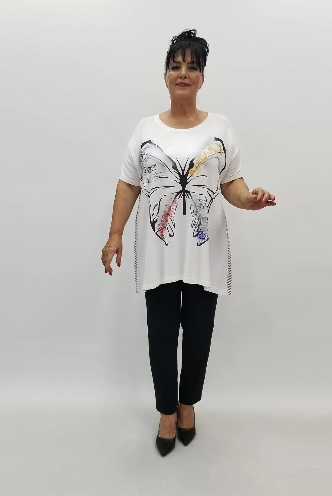 Miraggio Büyük Beden Tunik 99876 BEYAZ/GRİ