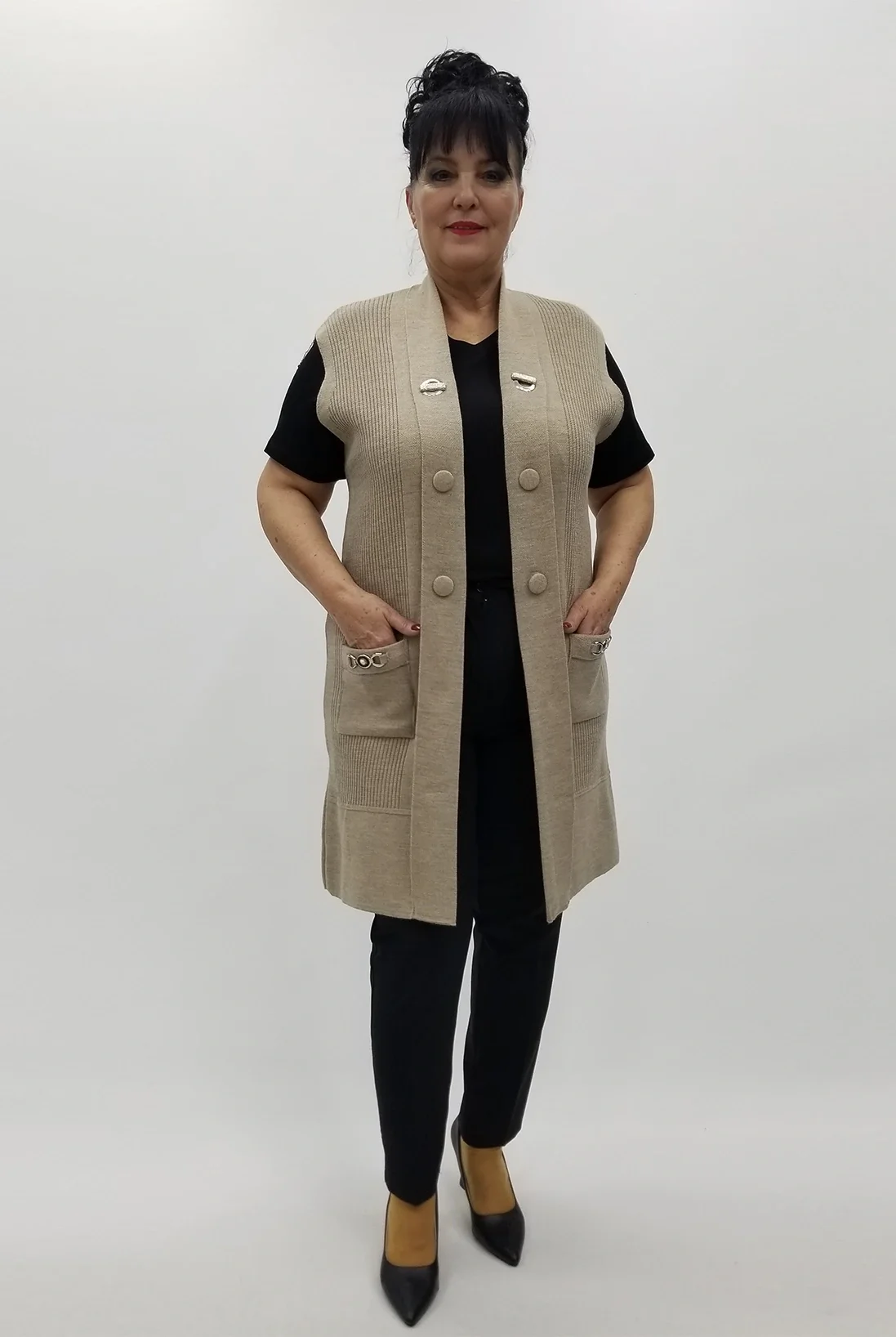 Miraggio Büyük Beden Yelek 4233 BEJ