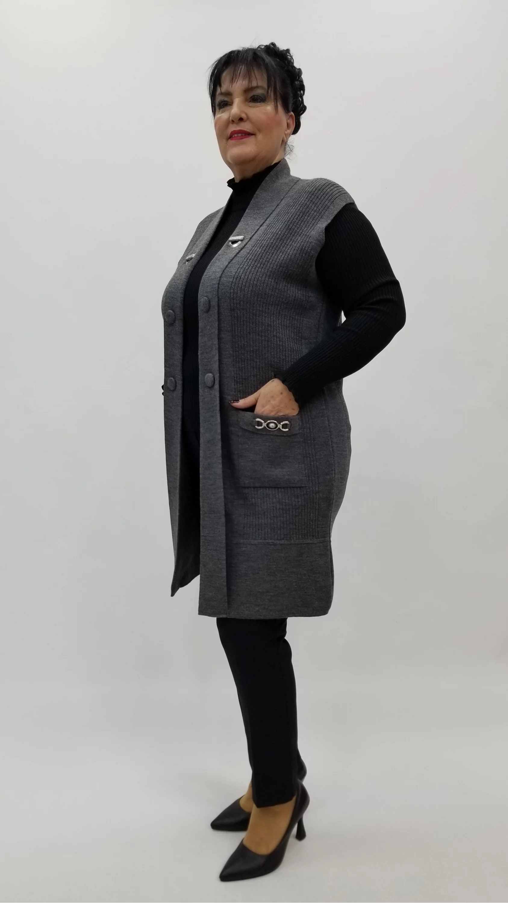 Miraggio Büyük Beden Yelek 4233 FÜME