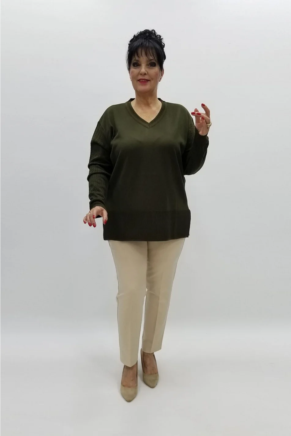 Miraggio Büyük Beden Triko 97142 HAKİ