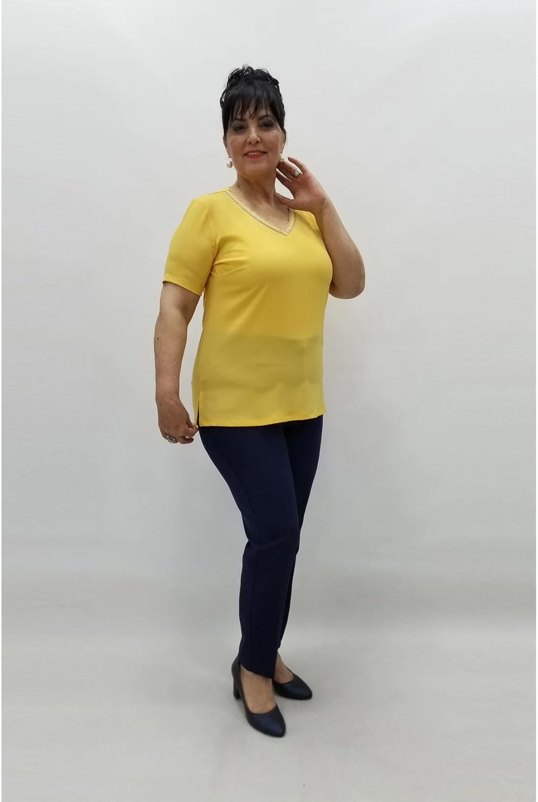 Miraggio Büyük Beden Bluz 96075 SARI