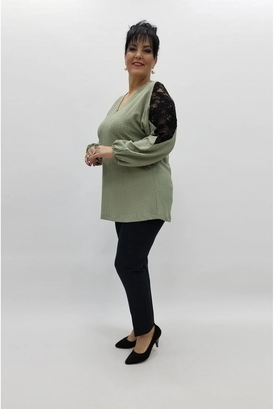 Miraggio Büyük Beden Bluz 96948 MİNT YEŞİL