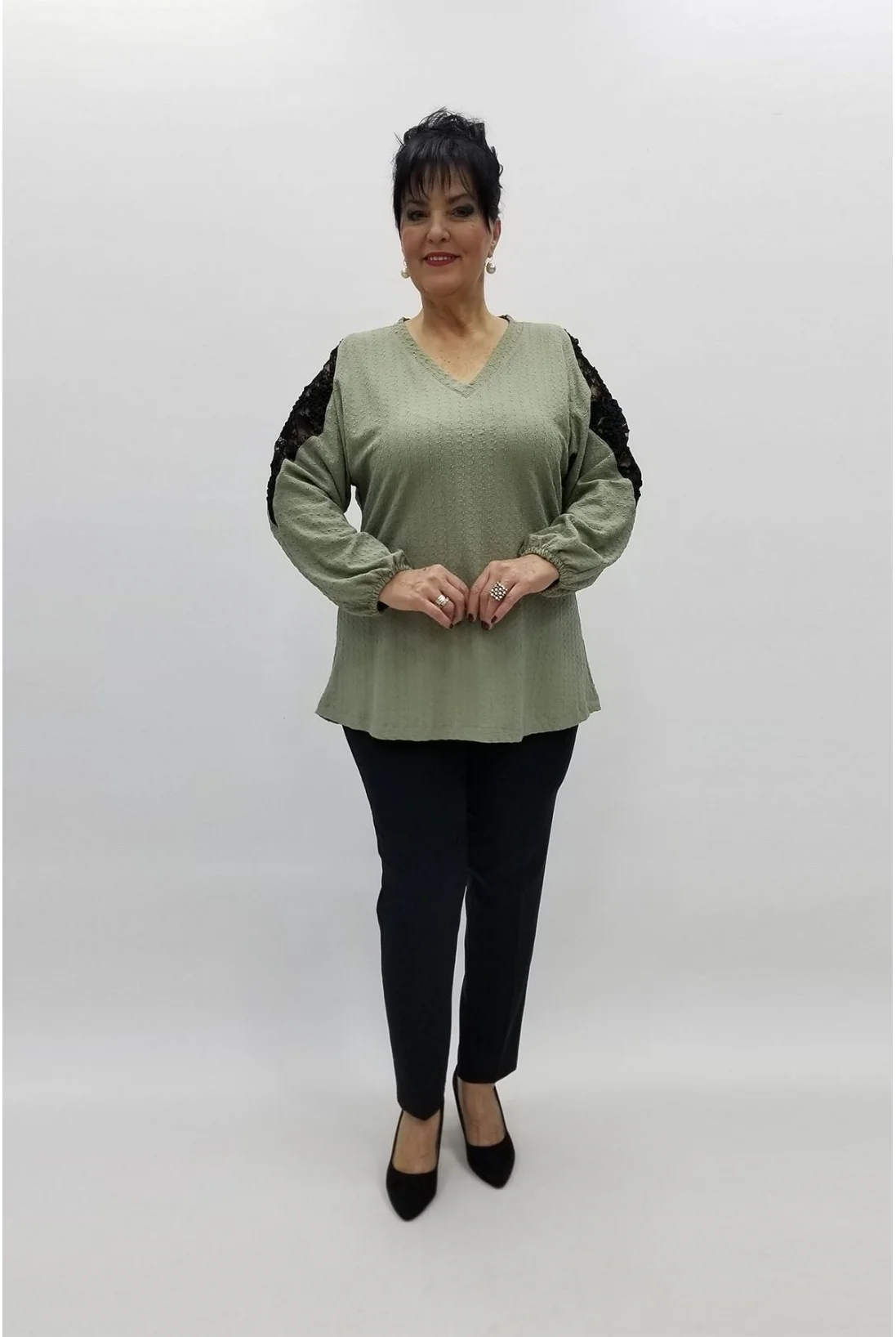 Miraggio Büyük Beden Bluz 96948 MİNT YEŞİL