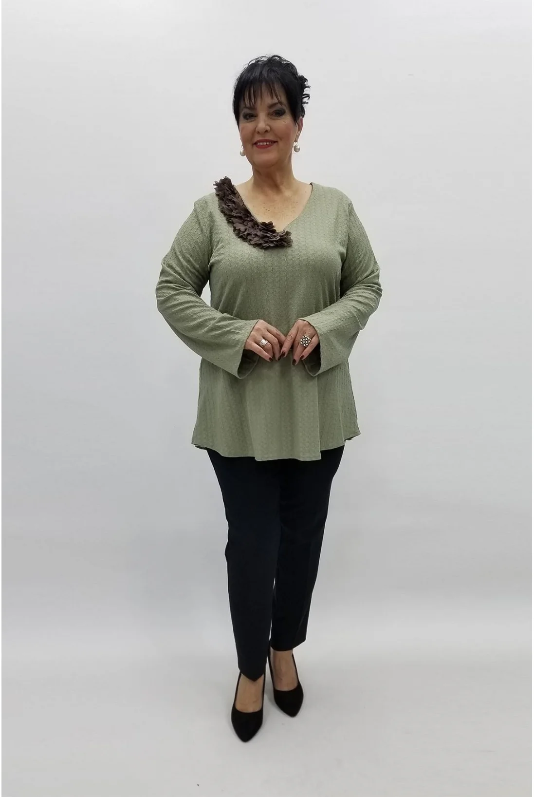 Miraggio Büyük Beden Bluz 97101 MİNT YEŞİL