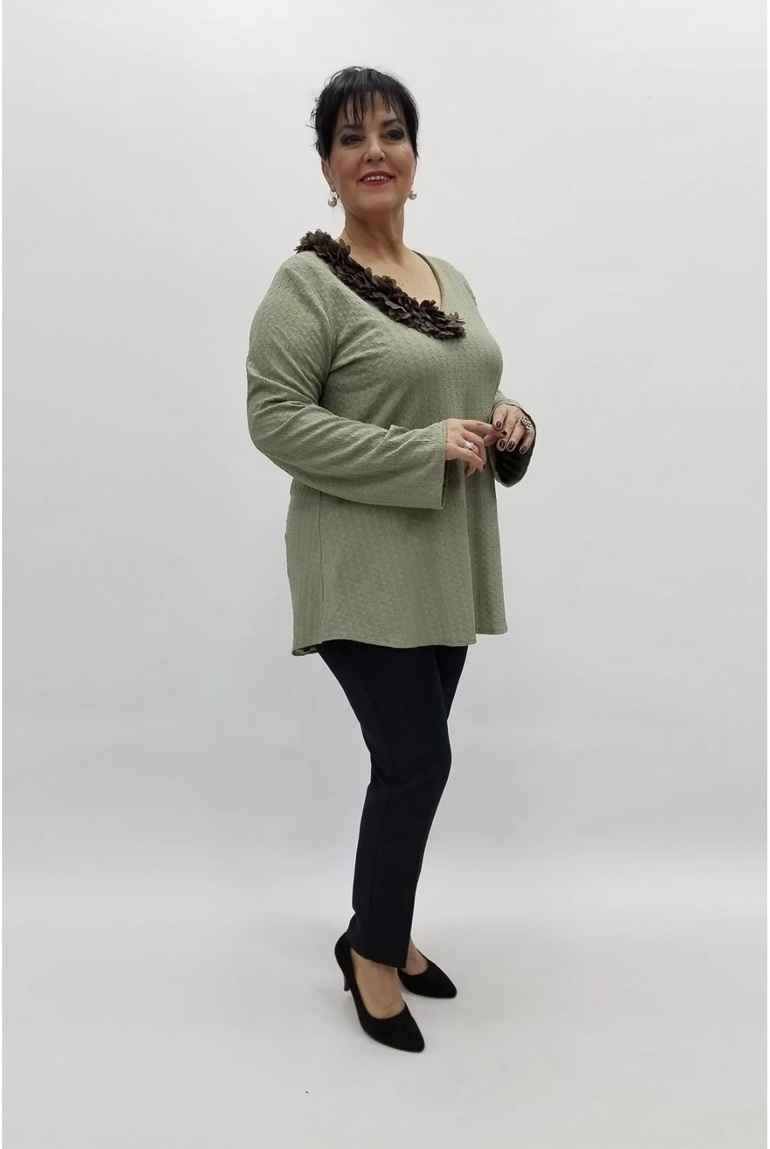 Miraggio Büyük Beden Bluz 97101 MİNT YEŞİL