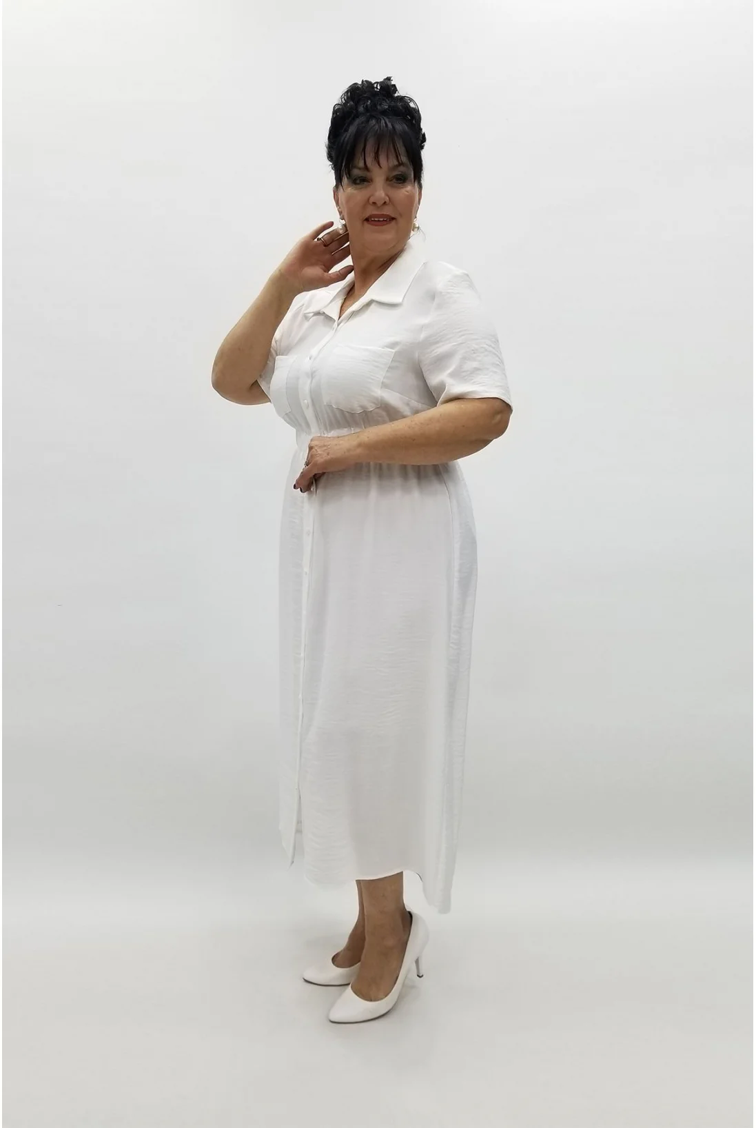 Miraggio Büyük Beden Elbise 96887 BEYAZ