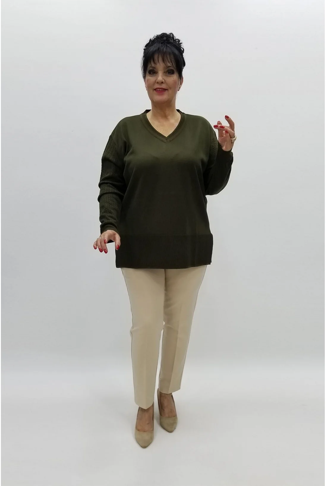 Miraggio Büyük Beden Triko 97142 HAKİ