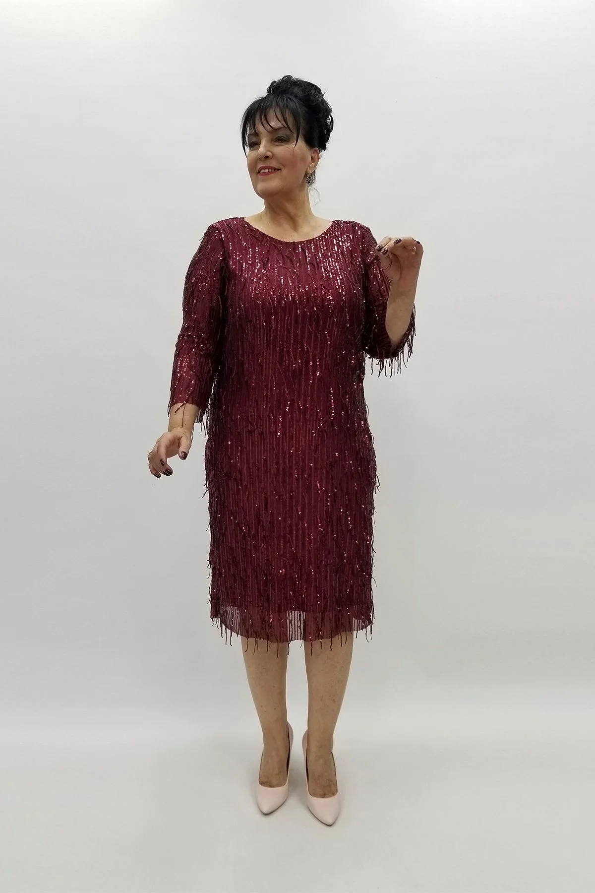 Miraggio Büyük Beden Abiye Elbise 97370 BORDO