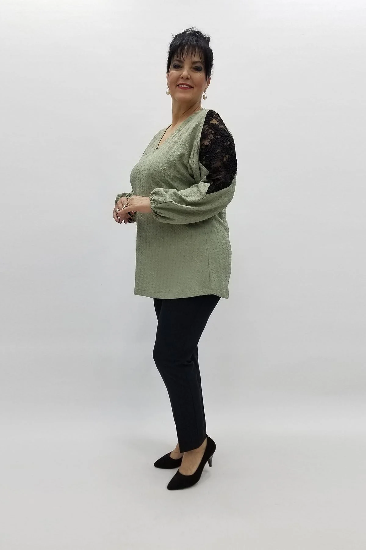 Miraggio Büyük Beden Bluz 96948 MİNT YEŞİL