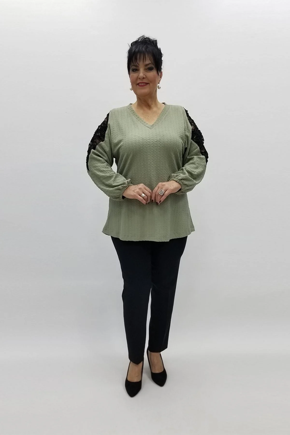 Miraggio Büyük Beden Bluz 96948 MİNT YEŞİL