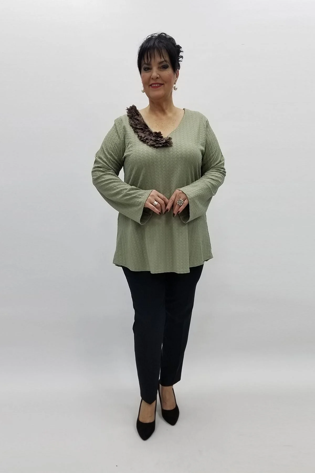 Miraggio Büyük Beden Bluz 97101 MİNT YEŞİL