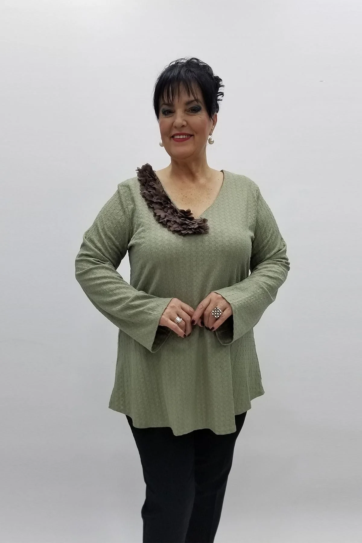 Miraggio Büyük Beden Bluz 97101 MİNT YEŞİL