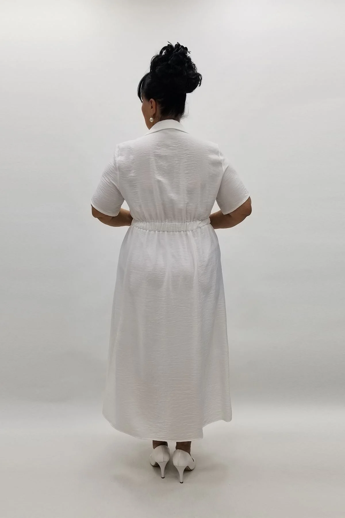 Miraggio Büyük Beden Elbise 96887 BEYAZ