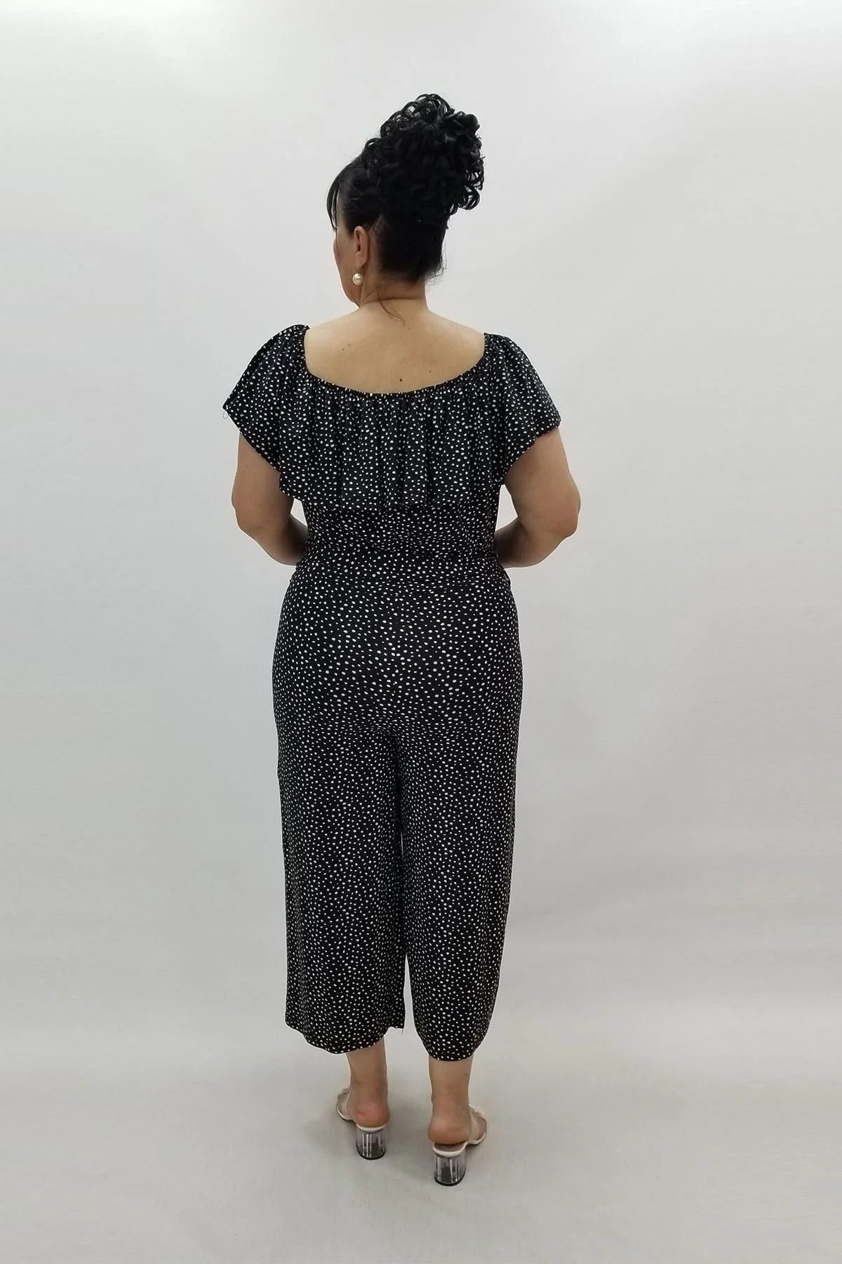 Miraggio Büyük Beden Tulum 96467 SİYAH PUAN