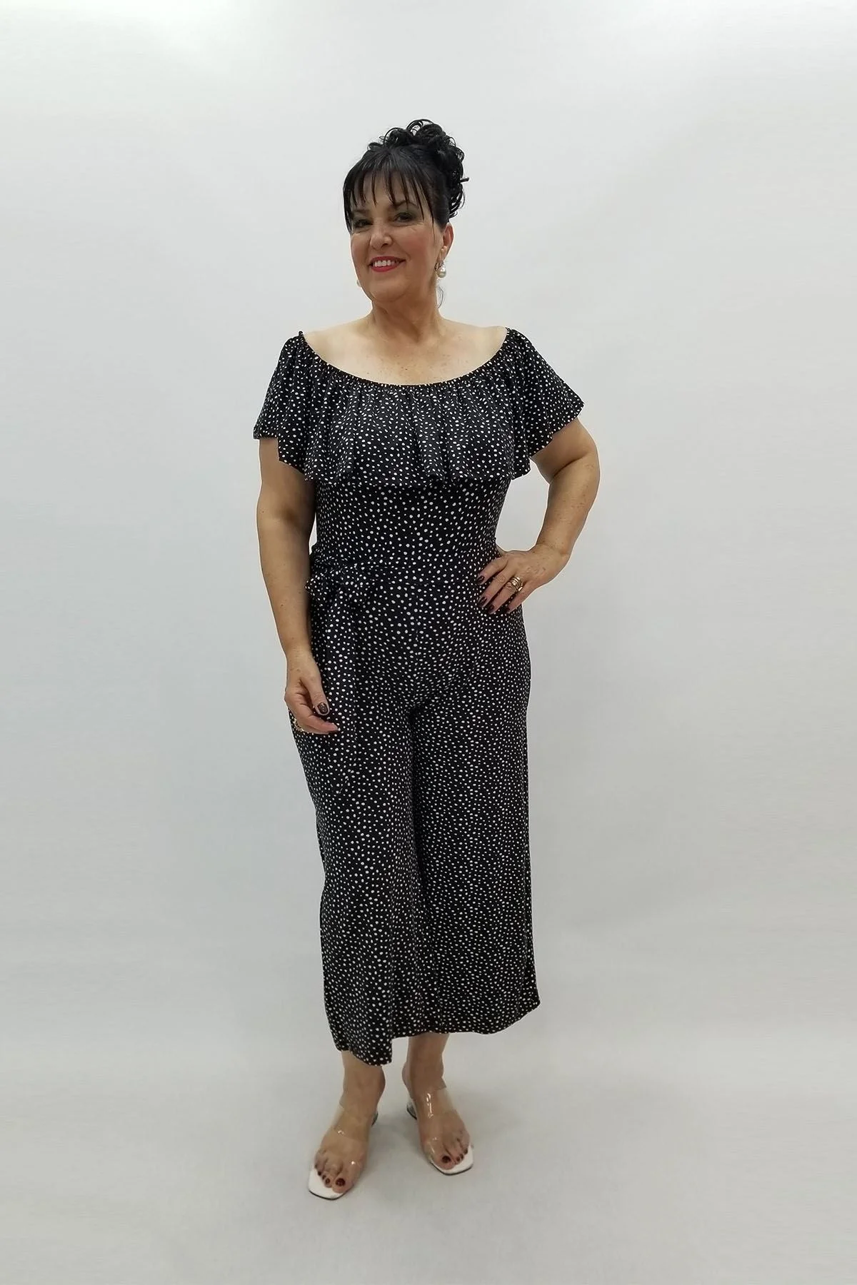 Miraggio Büyük Beden Tulum 96467 SİYAH PUAN