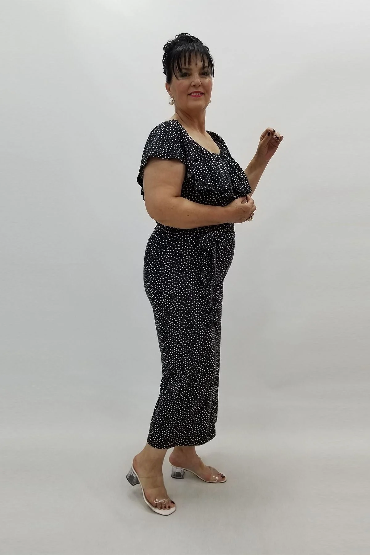 Miraggio Büyük Beden Tulum 96467 SİYAH PUAN