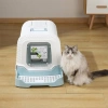 M-Pets Eco Rattan 69x42x41 cm Kapalı Kedi Tuvaleti White/Blue