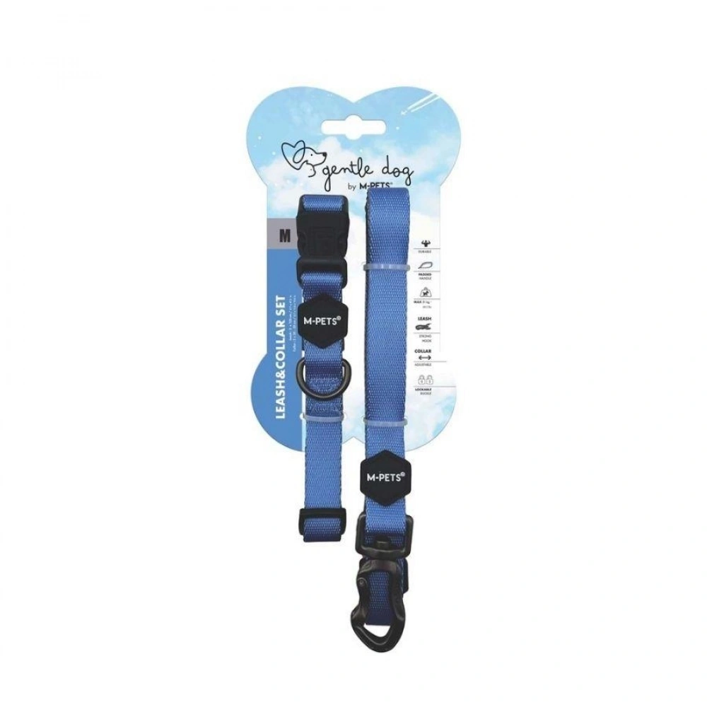 M-Pets Gentle Dog Boyun Tasması Ve Gezdirme Set M Blue