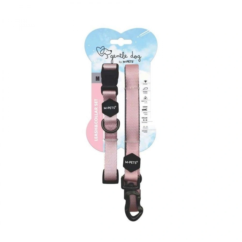 M-Pets Gentle Köpek Boyun Tasması ve Gezdirme Kayışı Seti Pembe L