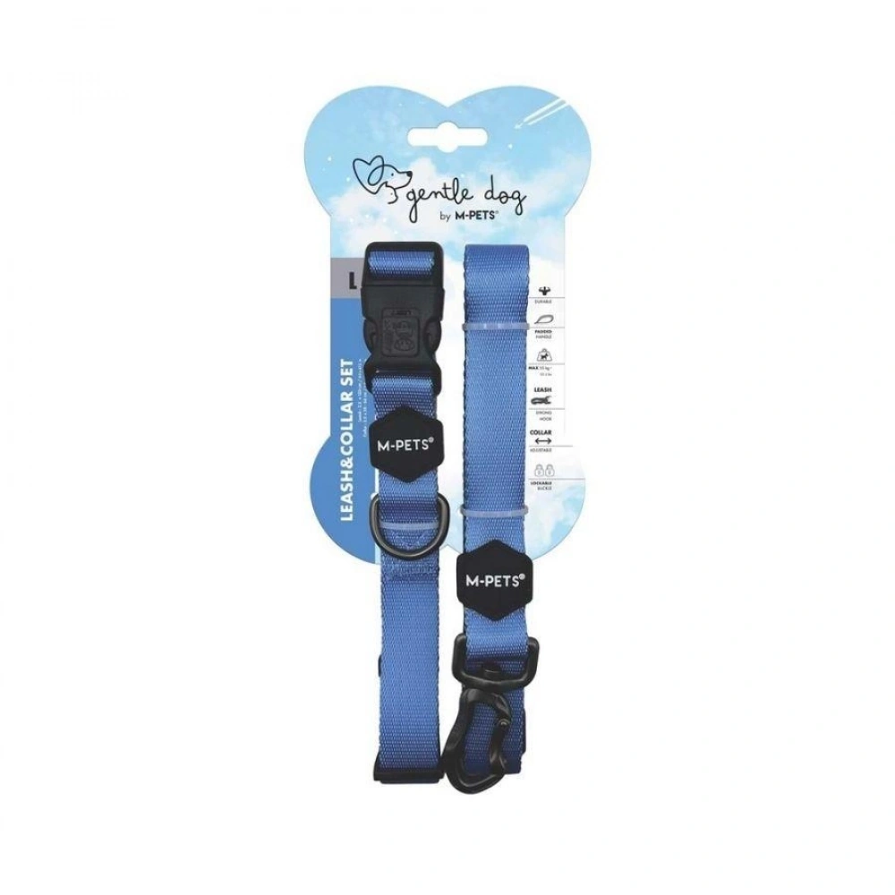 M-Pets Gentle Dog Boyun Tasması Ve Gezdirme Set (L) Blue