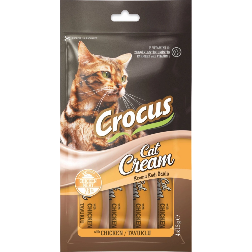 Crocus Tavuklu 4x15 gr Krema Kedi Ödül Maması