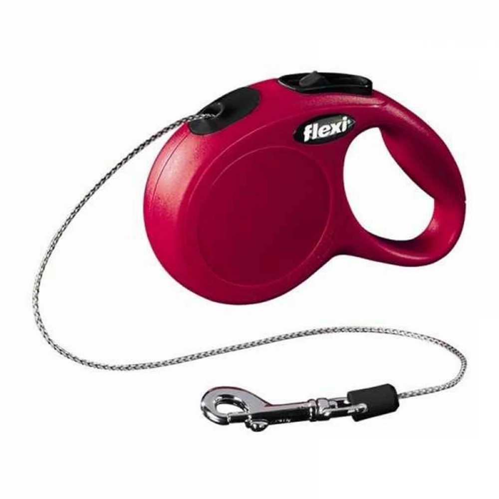 Flexi New Classic İp Otomatik Köpek Gezdirme Tasması Kırmızı M 5 mt