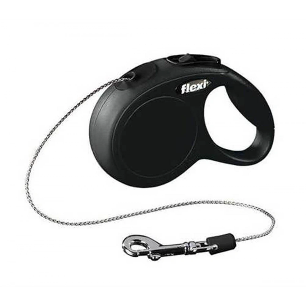 Flexi New Classic İp Otomatik Köpek Gezdirme Tasması Siyah M 5 mt