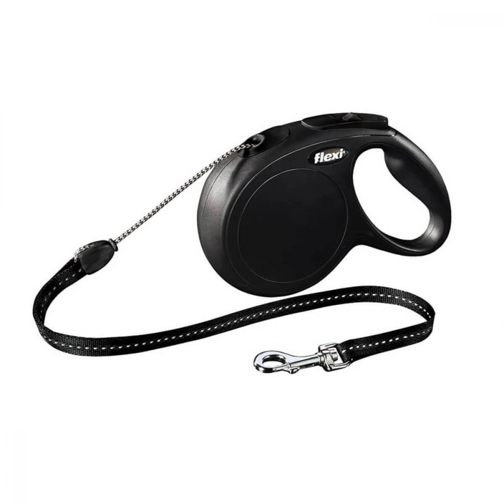 Flexi New Classic İp Otomatik Köpek Gezdirme Tasması Siyah M 8 mt