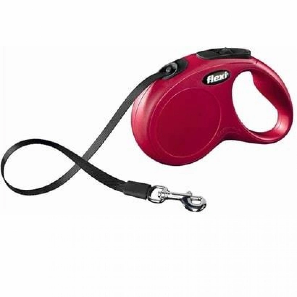 Flexi New Classic Şerit Otomatik Köpek Tasması M Kırmızı 5 mt