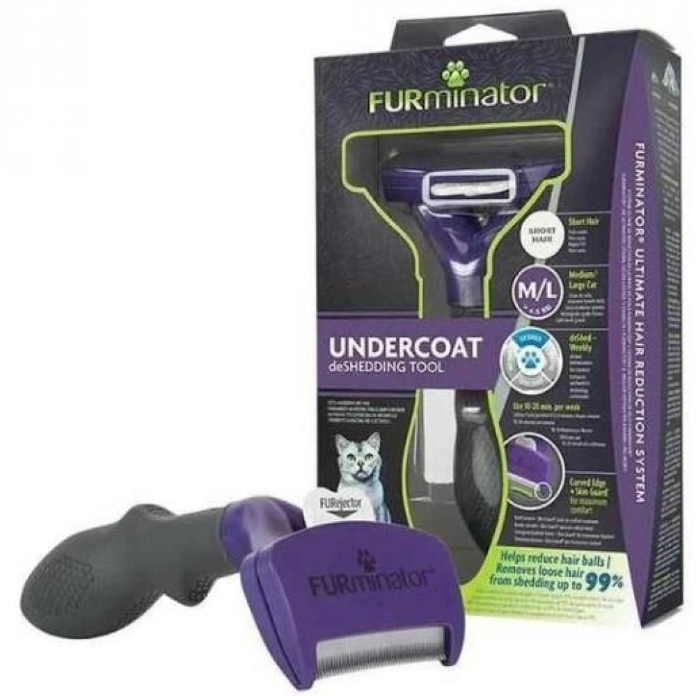 Furminator Kedi Tarağı - Kısa Tüylü Kediler için L