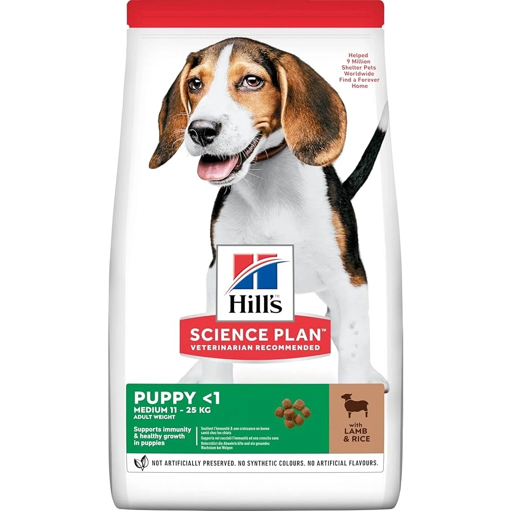 Hills SCIENCE PLAN Orta Irk Kuzulu ve Pirinçli Yavru Köpek Maması 12 kg+2 kg