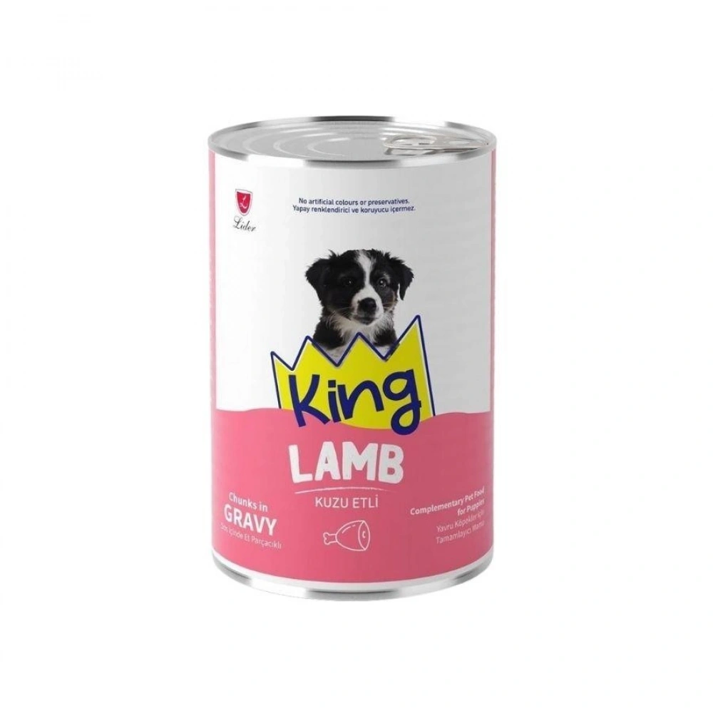 King Sos İçerisinde Et Parçacıklı Kuzu Etli Yavru Köpek Konservesi 400gr