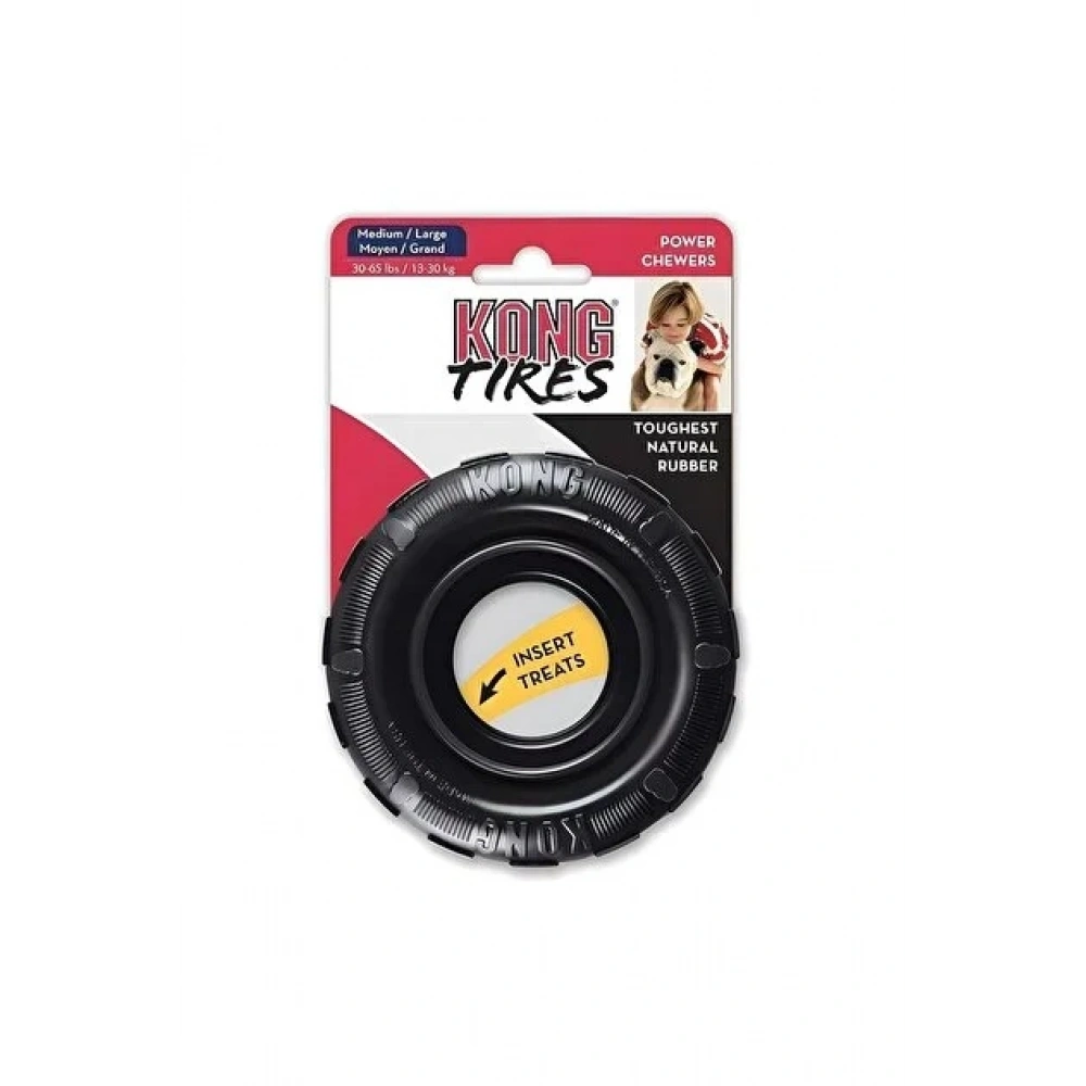 Kong Extreme Tires Delikli Tekerlek Şeklinde Çok Amaçlı Köpek Oyuncağı Ultra Sert S