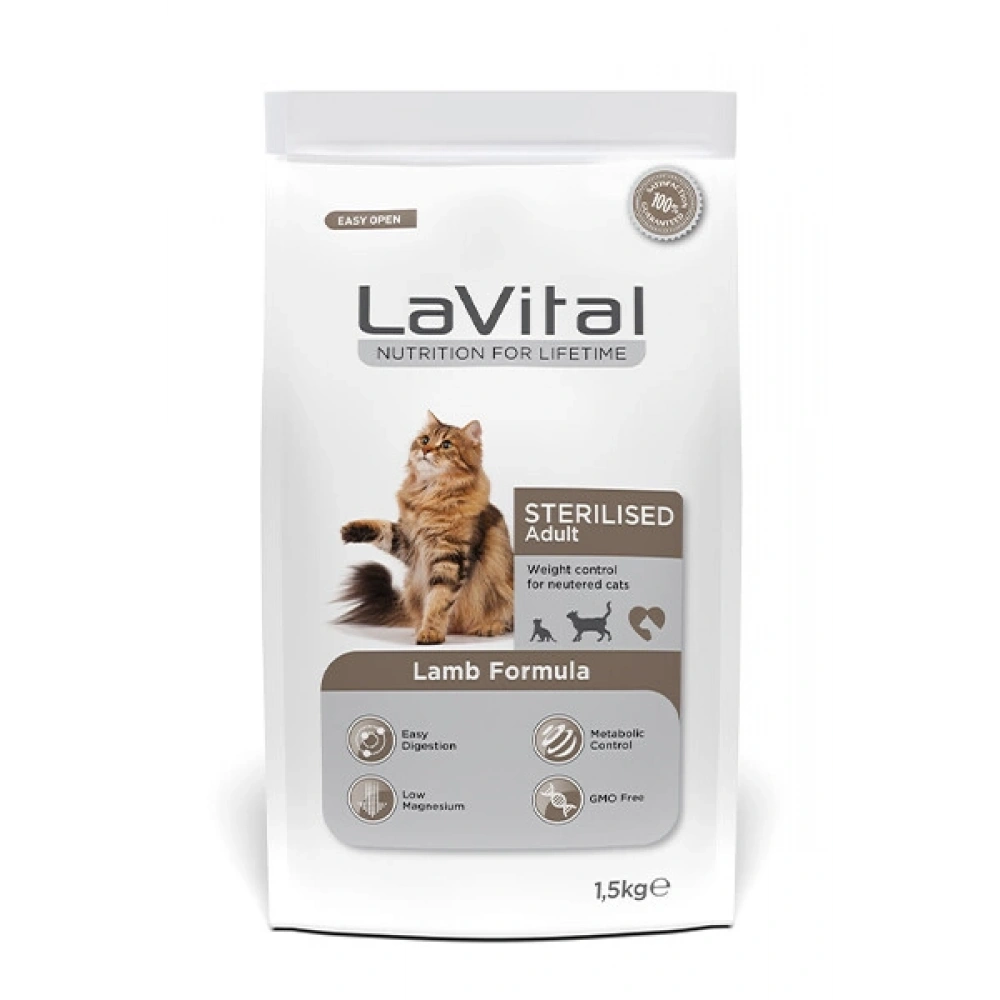 LaVital Kuzu Etli 1.5 kg Kısırlaştırılmış Yetişkin Kedi Maması