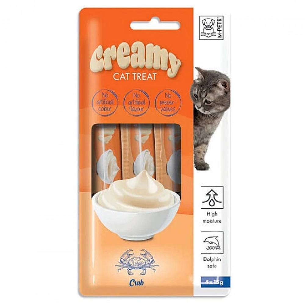 M-Pets Creamy Yengeçli Ek Besin ve Kedi Ödülü 4x15 Gr