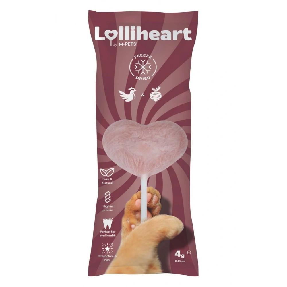 M-Pets Lolliheart Tavuklu ve Pancarlı Kedi Ödülü 4gr