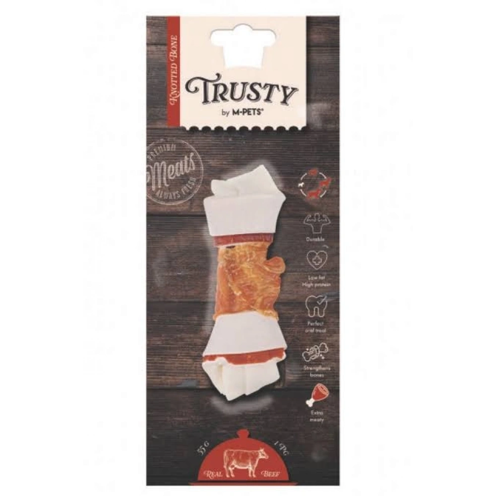 M-Pets Trusty Extra Sığır Etli Düğümlü Kemik Köpek Ödülü 55 Gr 12,7 Cm