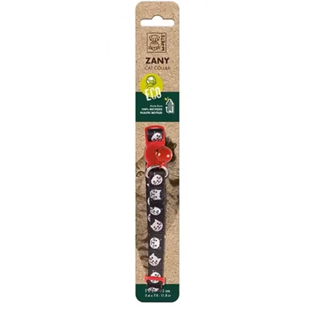 M-Pets Zany Zilli Kedi Boyun Tasması Siyah/Kırmızı