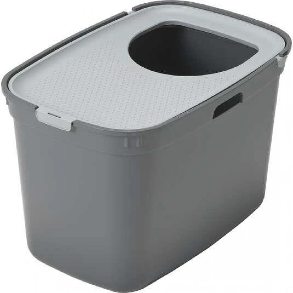 Moderna Top Cat Üstten Girişli Kapalı Kedi Tuvaleti Gri/Koyu Gri 59cm