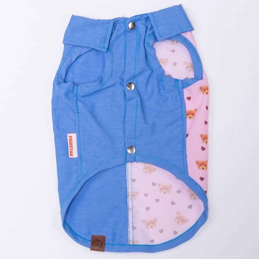 Pawstar Cozie Bear Desenli Denim Gömlek