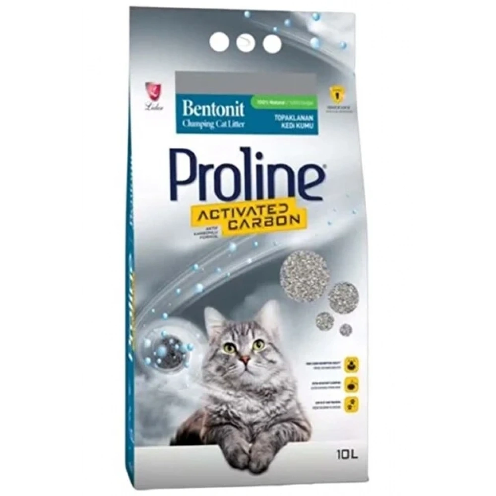 Proline Aktif Karbonlu İnce Taneli Topaklanan Bentonit Kedi Kumu 10 lt