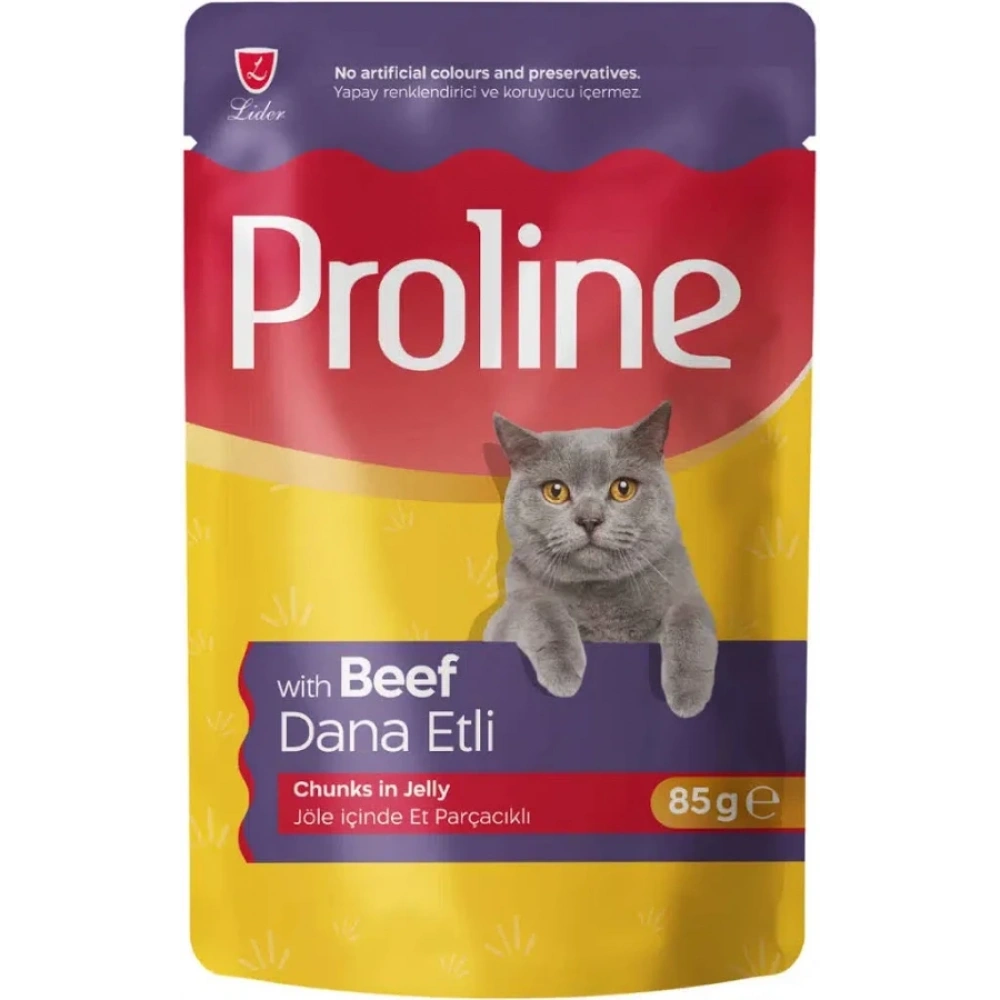 Proline Pouch Jelly Jöle İçinde Et Parçacıklı Dana Etli Yaş Kedi Maması 85 gr