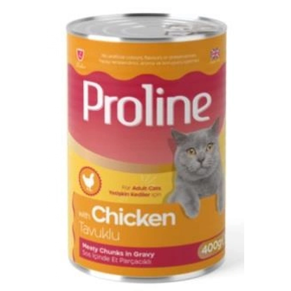 Proline 400 gr Tavuk Etli Sos İçinde Et Parçalı Yetişkin Konserve Kedi Maması