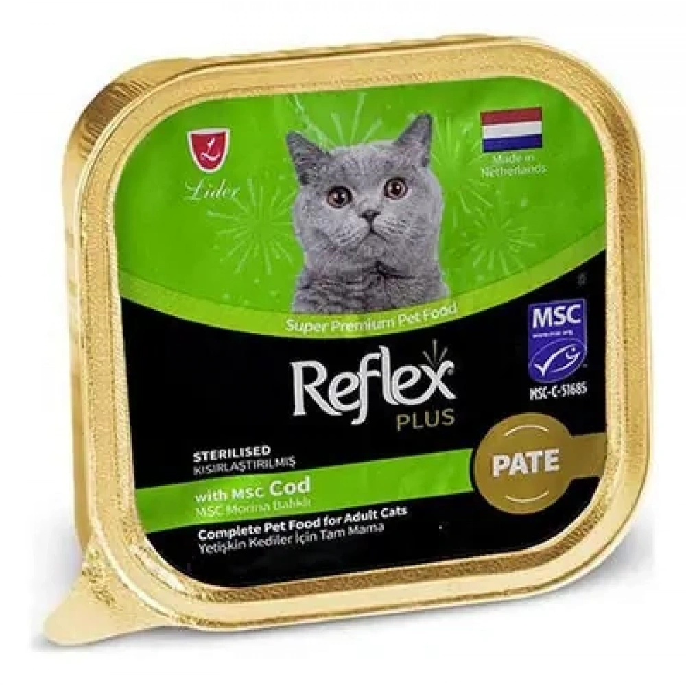 Reflex Plus Pate MSC Morina Balıklı Kısırlaştırılmış Yetişkin Kedi Maması 85 g
