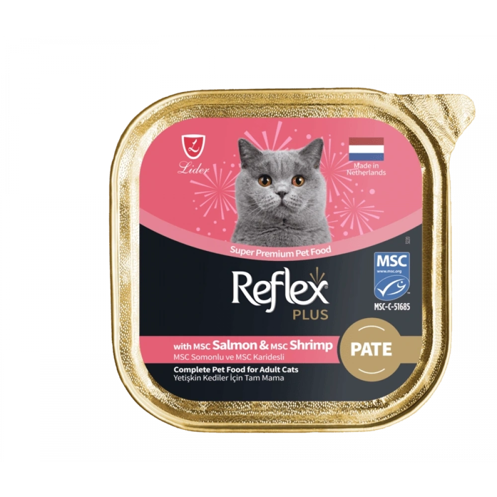 Reflex Plus Pate Somonlu ve Karidesli 85 gr Yetişkin Konserve Kedi Maması