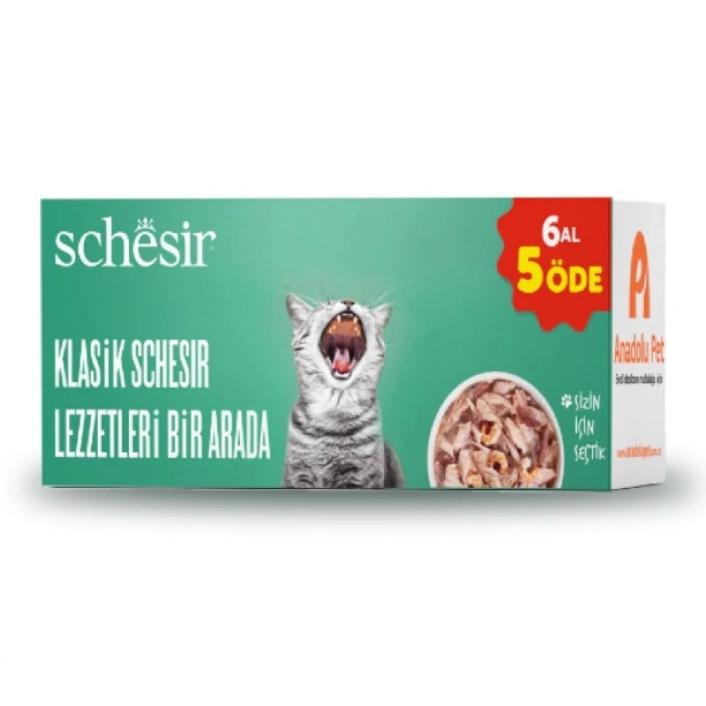 Schesir 6 Çeşit Karışık Kedi Konservesi 6 Al 5 Öde Paket