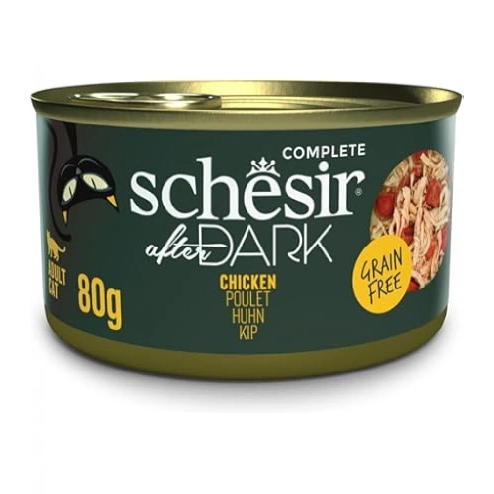 Schesir After Dark Tavuk Et Suyunda Yetişkin Kedi Konservesi 80g